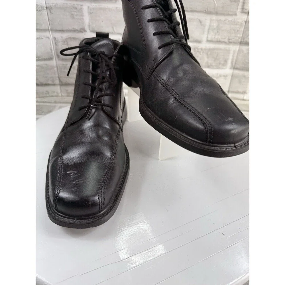 Ecco Gore-Tex Leather Chukka Ankle Boots Lace Up Black Men's EU 45 US 11/11.5